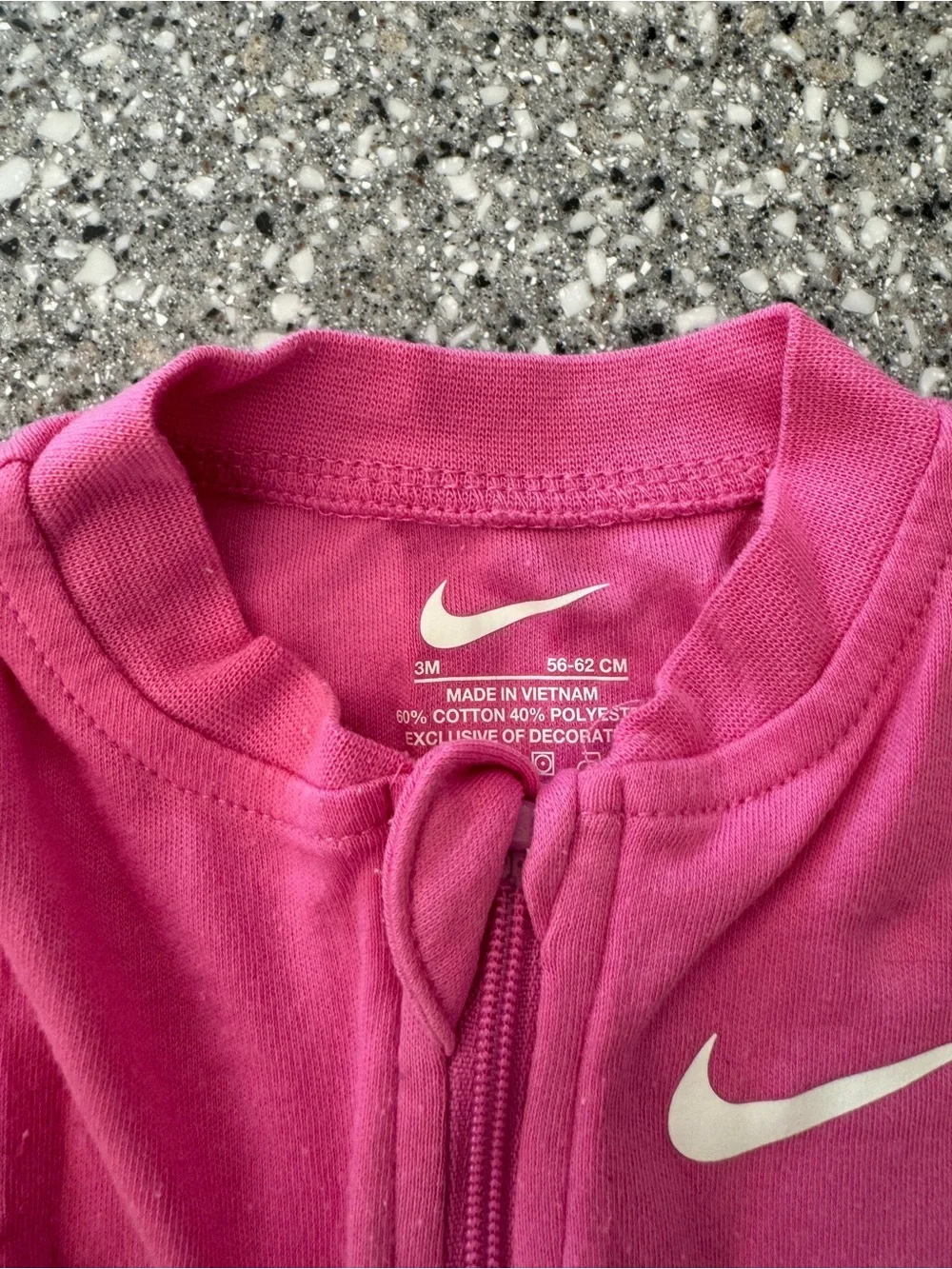 Nike Pink Footed Baby One-Piece Zipper Pajamas